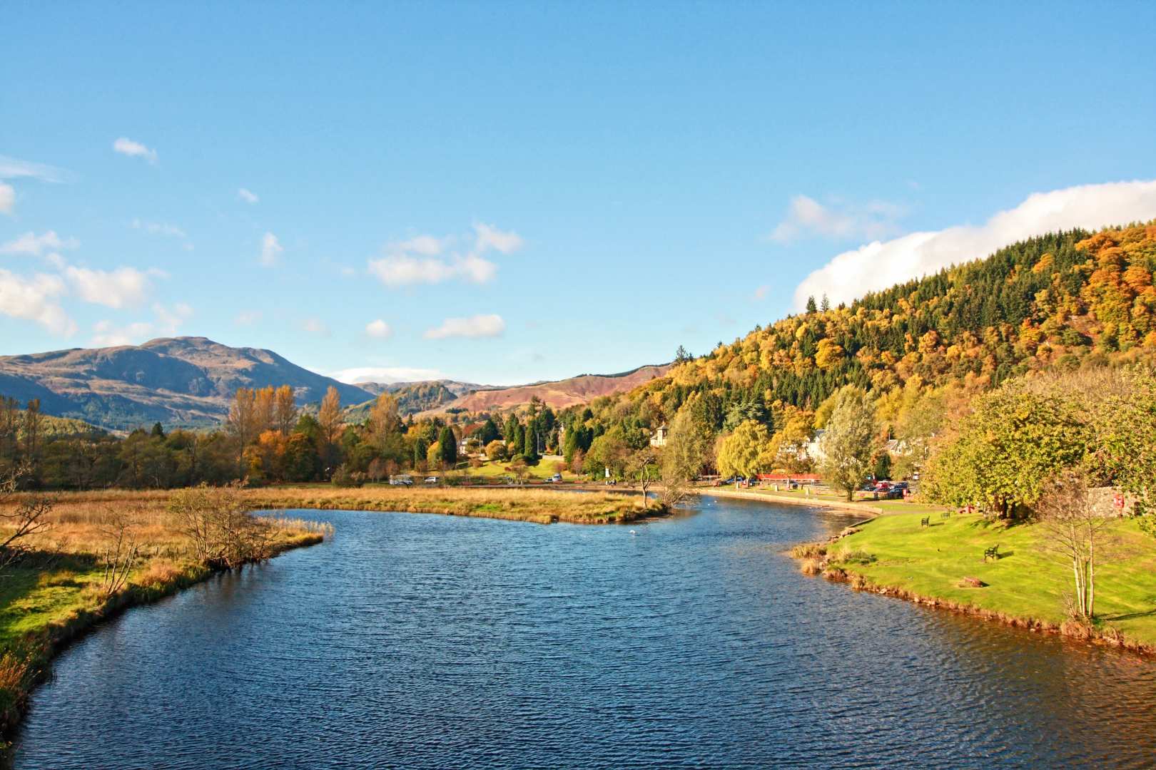 The River Teith with a view across Ben Ledi, Callander